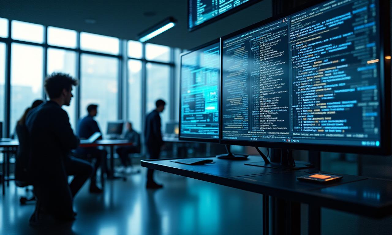Modern collaborative workspace with AI engineers