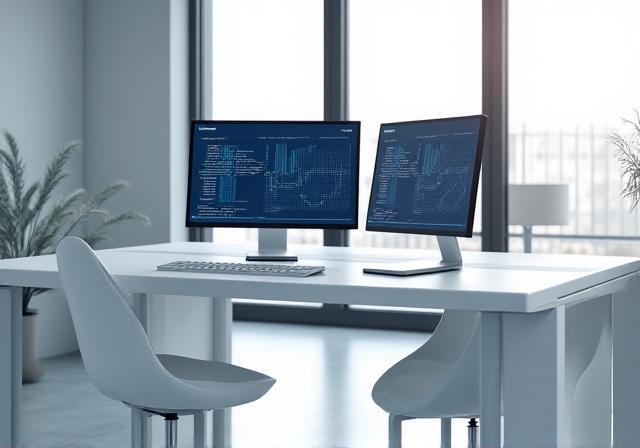 Close up of a modern high-tech workspace in the UK